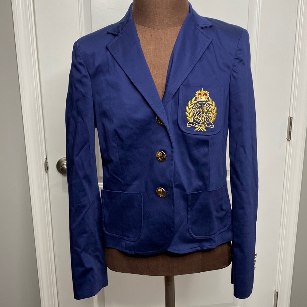 Lauren Ralph Lauren Navy Blue Crest Blazer